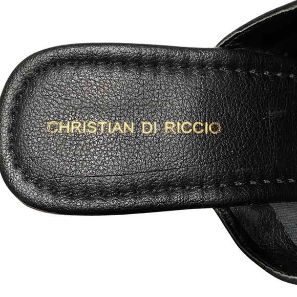 Christian Di Riccio Platform Slides, Wooden Soles, Black Leather Upper - Picture 9 of 12